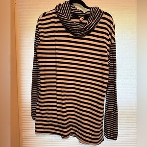 Merona Black and White Striped Cowl Neck Sweater